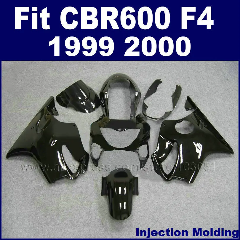 

Custom Injection moto fairing sets for HONDA 1999 CBR600 F4 2000 CBR600F4 99 00 CBR600F glossy black fairngs bodywork parts