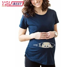 2018 Pregnant Women T shirts Maternity Clothes Summer Slim Cartoon Funny Nursing Top Letters O Neck