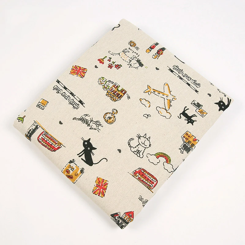 Лоскутная Ткань с рисунком кота из мультфильма, хлопок, полиэстер, ткань для ткани, детские постельные принадлежности, домашний текстиль для шитья, 150 см x 100 см
