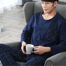 Модные мужские поставка тканей хлопок с круглым вырезом с длинным рукавом синее пальто и синие брюки удобные