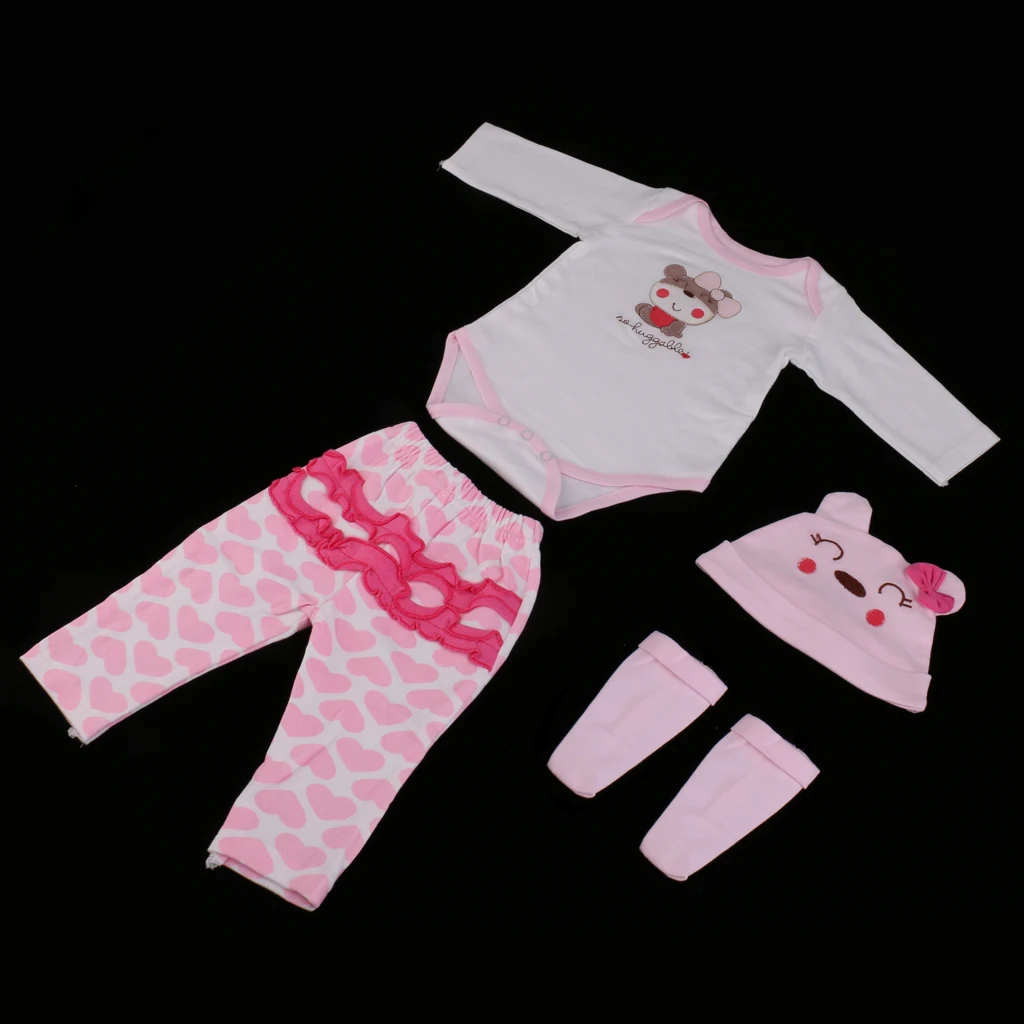 New Arivals Dotted Romper Dress Headband Clothes Set for 22''-23'' New Baby Girl Dress Up Outfit Dollfle Dolls Accessories