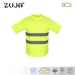 ZUJA жилет привет-viz безопасности желтый с коротким рукавом Светоотражающие футболка полосы ткани