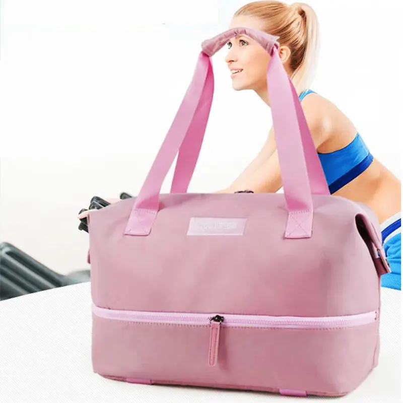 

Pink Gym Bags For Women Nylon Waterproof Sport Swiming Bag Men Carry On Garment Duffel Bag Large Travel Storage Shouler Bags