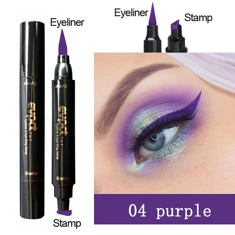 7 Colorful Liquid Eyeliner Stamp Pencils Double-Headed Thin Wing Seal Waterproof Makeup Eye Liner Blue Black Brown TSLM1