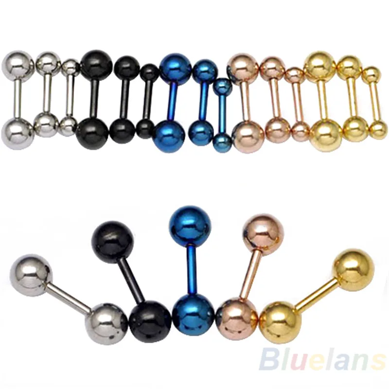 Bluelans Retro 3 4 5 mm Men's Stainless Steel Ball Barbell Ear Piercing