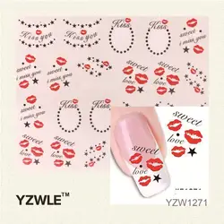 YWK 3D дизайн Поцелуй стиль DIY водяной знак переводные наклейки для ногтей, передачи воды маникюр-наклейки для ногтей Инструменты