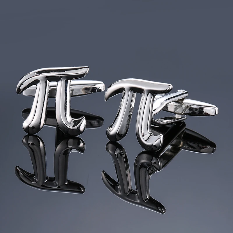 

DY The new high quality brass silver round diameter conversion symbol PI Cufflinks Men's French shirt Cufflinks free shipping