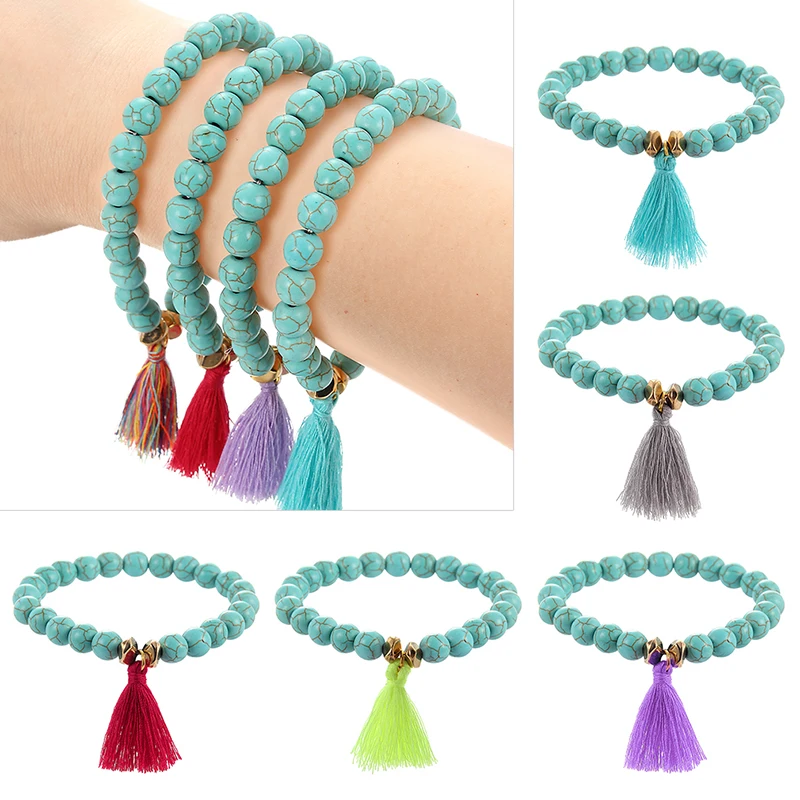 

New Multiple Colors And Styles Tassel Bracelet Smooth And BrightTurquoise Bracelet For Women Girls Jewelry Gifts