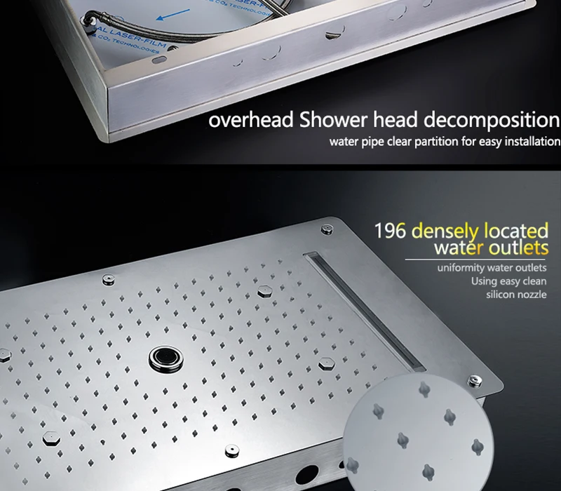 Embed Ceiling Rainfall Showers Set Massage Spray Led Electric Power Bathroom 5 Way Conceal Install Thermostatic Shower Faucets  (30)