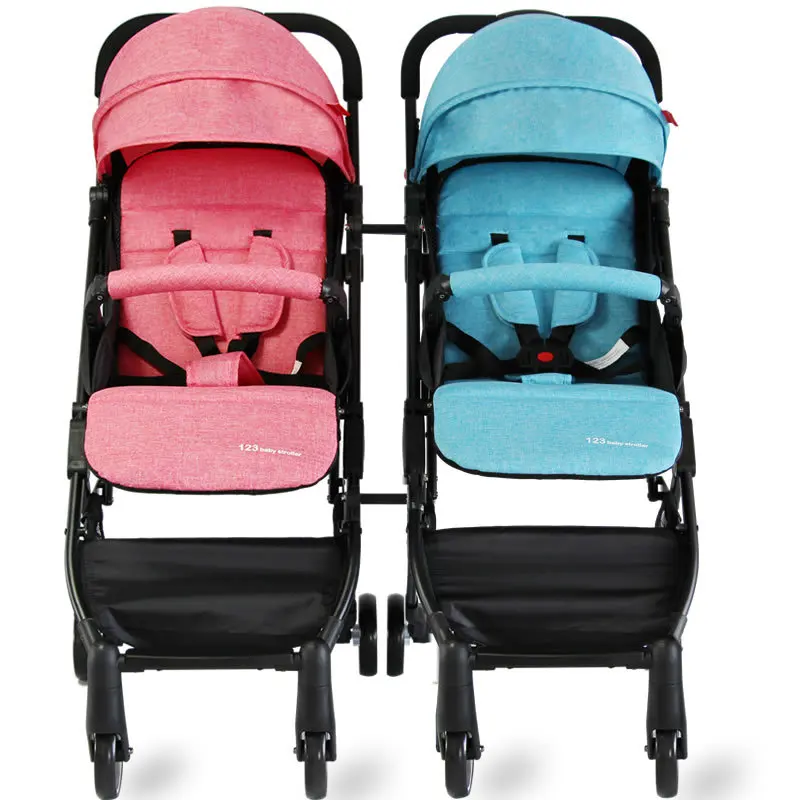 

12kg EU High Landscape Twins Strollers Lightly Fold able Stroller Can Be Sitting and lying Double Cell trolley newborn use
