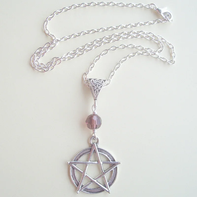 

Pentagram Purple Crystal Pendant Chain Necklace Christmas gifts Choker Collar Wiccan Pagan Gothic Witch Necklaces