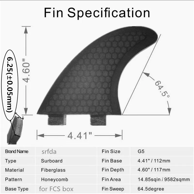 Srfda 8 компл./лот для FCS box surf FIN ребра доски для серфинга с GRP бамбука материала фот серфинга (три набора) размер G5/M