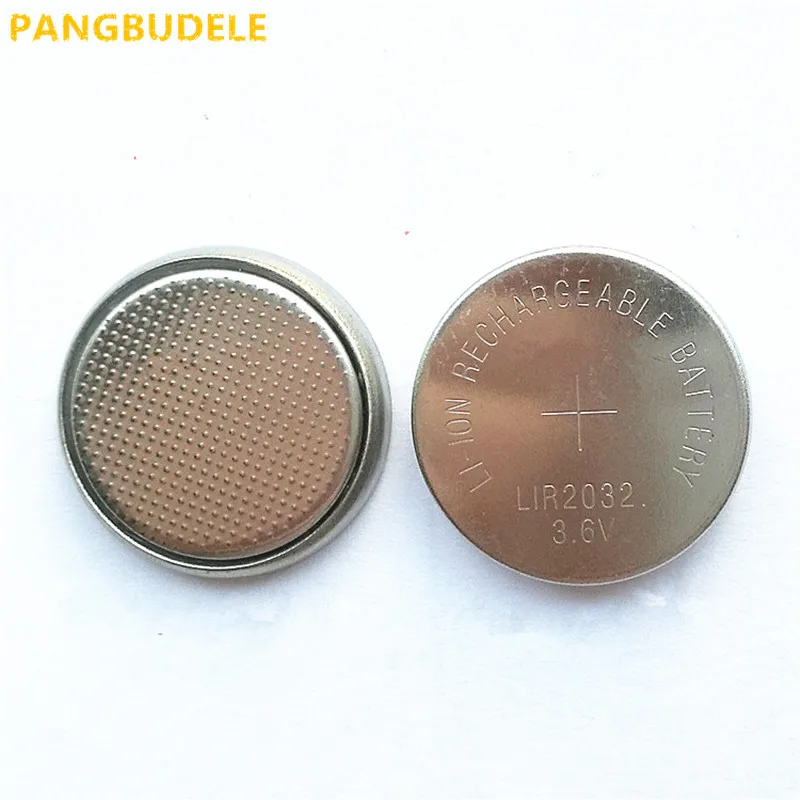 

New! 5pcs/lot LIR2032 3.6V Li-on Rechargeable Button Coin Cell Battery Can Replace CR2032 for watches