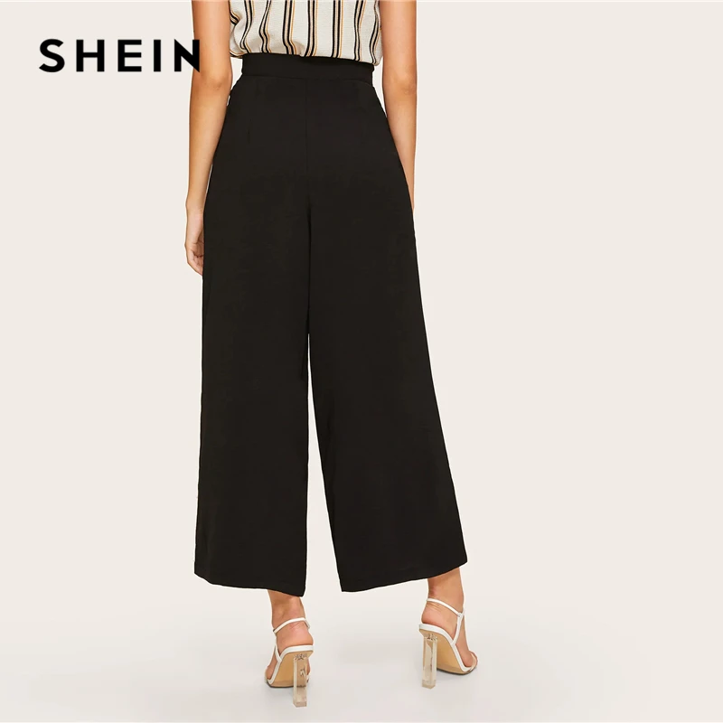 SHEIN Широкие Брюки С Молнией Сбоку Элегантные Женские Осенние Брюки