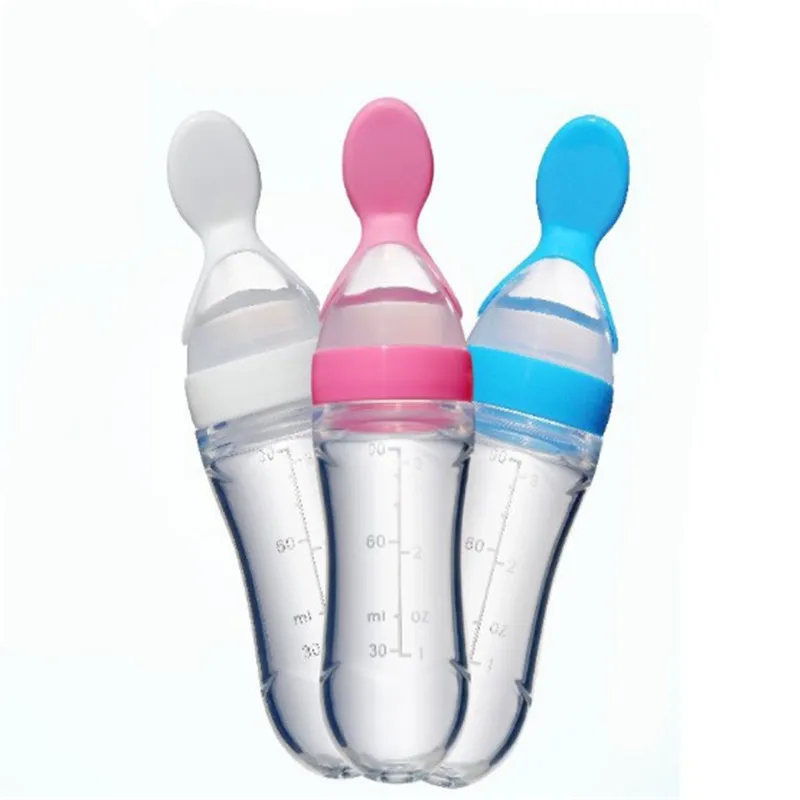 

90ML Baby Water Bottle Multi-Function Useful Solid Bottle Cups With Spoon Portable Children Kids Food Feeding Bottle