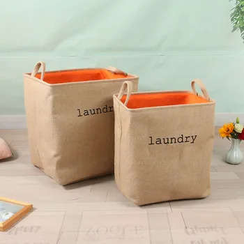 

Large Capacity Jute fiber Laundry Bucket for Dirty Clothes Waterproof Folding Toy Organizer Storage Basket Home Organizer