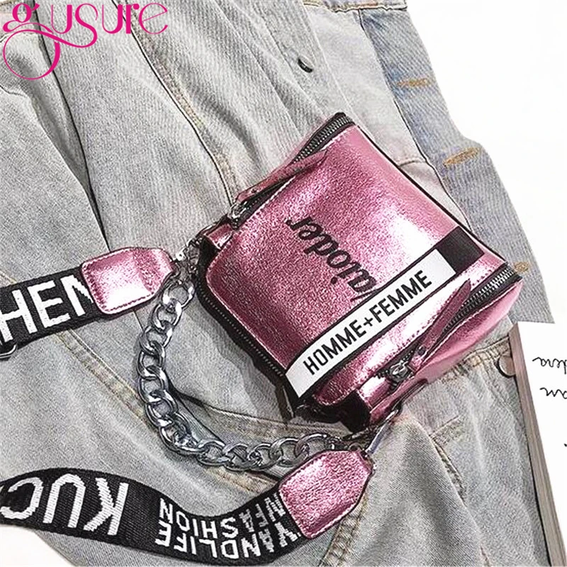 Wide Strap Letter Shoulder Bag Square Crossbody Bags for Women,Pink