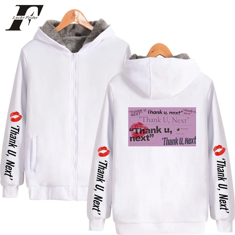 

LUCKYFRIDAYF 2019 Ariana Grande Hot Sale Long Sleeve Zipper Hoodies Sweatshirt Women Casual Pop Kpop Clothes Plus Size 4XL