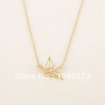 

Fashion Gold Silver Origami Crane Necklace