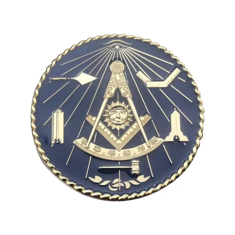 Masonic Past Master cut out car Auto Gold Emblem 3" DIECAST 