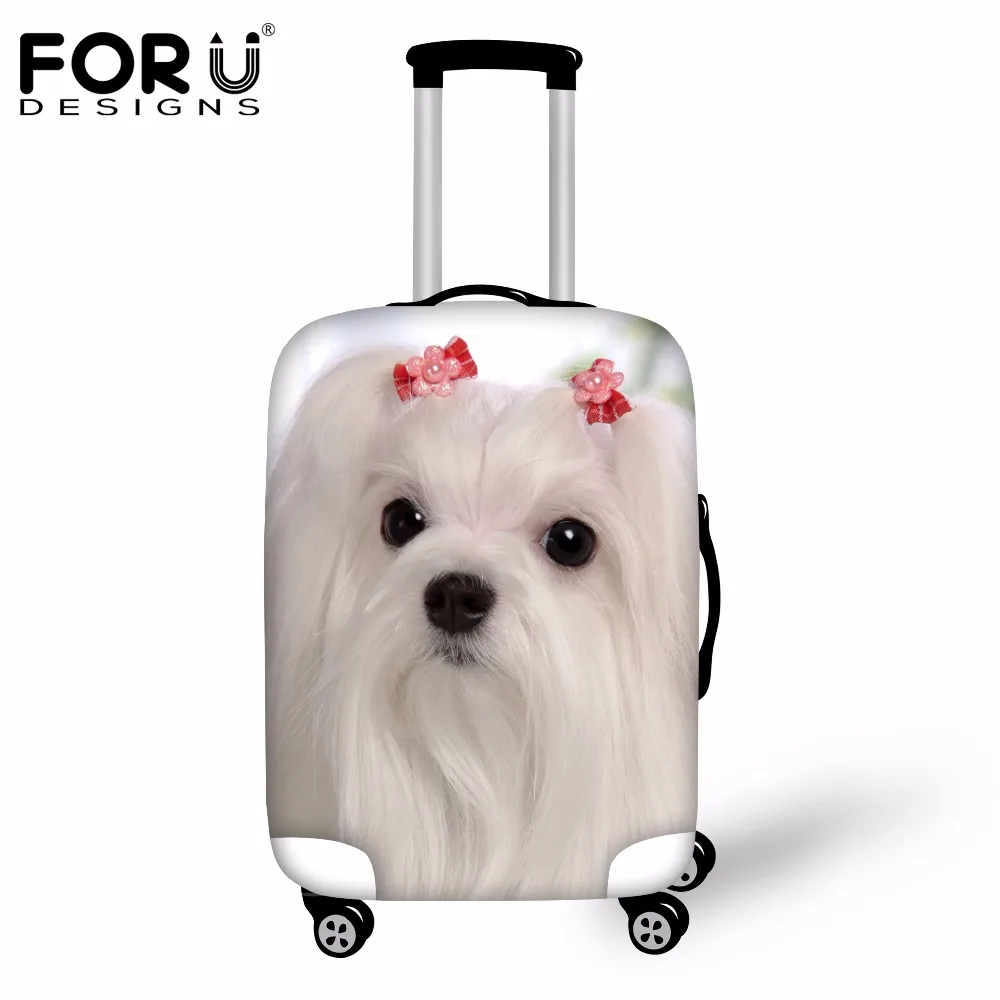 

FORUDESIGNS Cute Maltese Dog Pattern Travel Luggage Protective Cover Spandex Suitcase Cover Apply to 18-3 Inch Trolley Case