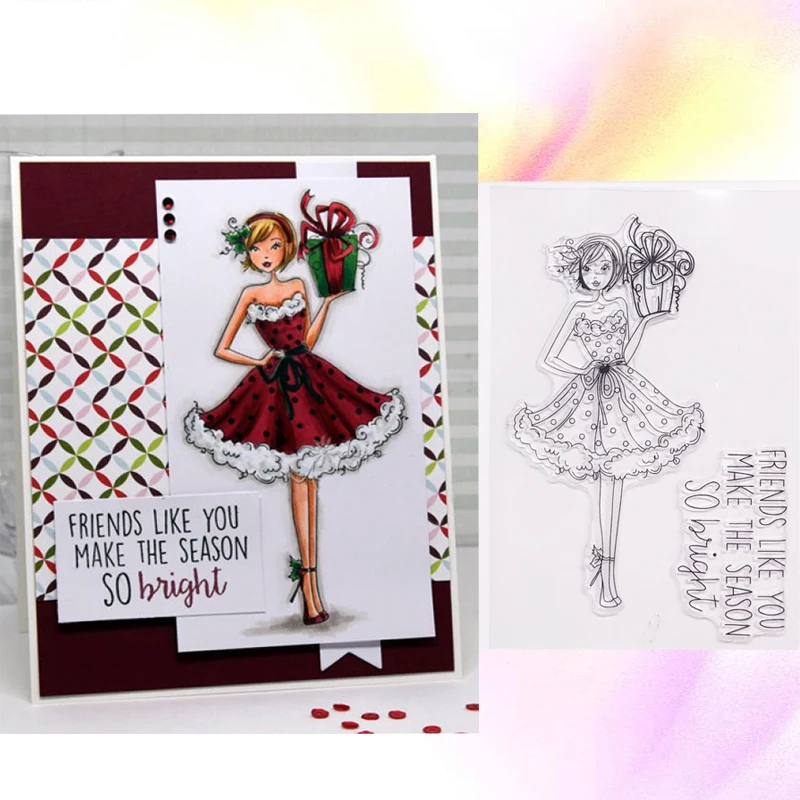 

TYLL gift lady happy girl Transparent Silicone Stamp/Seal for DIY scrapbooking/photo album Decorative clear stamp