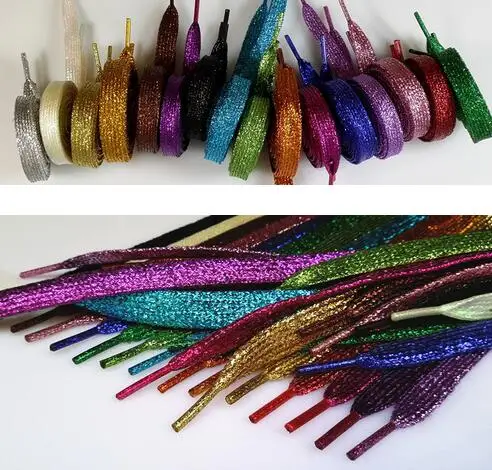 

Fashion 110cm Adult Shoelace Bling Bling Solid Color Flat Shoelace Two Pairs Per Lot