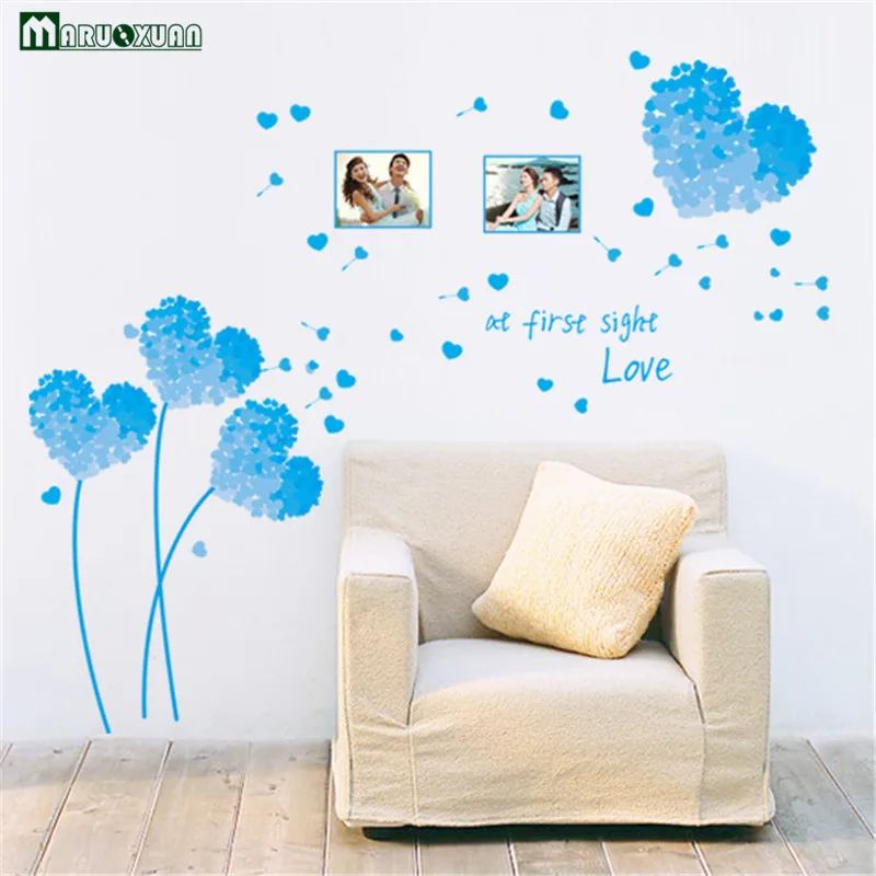 Us 4 24 15 Off Large 96 125cm New Plant Blue Love Grass Frame Removable Wall Stickers Pvc Transparent Film In Wall Stickers From Home Garden On