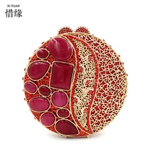 XIYUAN Брендовая женская красная аристократическая Рубиновая вечерняя сумка с кристаллами и бриллиантами, роскошная открытая Алмазная сумка, свадебные сумки-мессенджеры