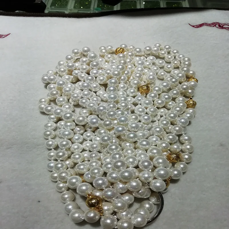 JYX жемчужное ожерелье в виде раковины, ювелирное изделие, 8-8,5 мм, Круглое Белое ожерелье из натурального морского жемчуга, 18 дюймов, ожерелье с высоким блеском
