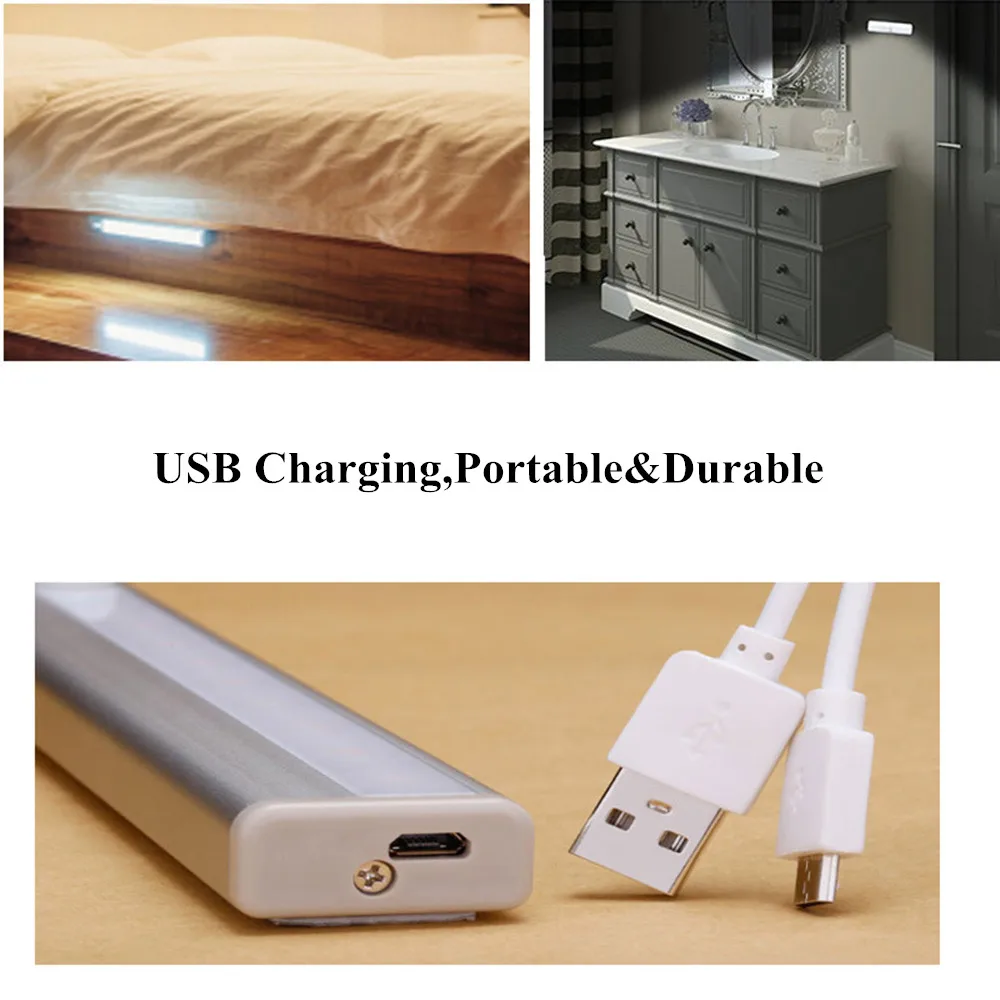 PIR Motion Sensor LED Under Cabinet Light Human Boby Induction Light Control 10 LEDs Wall Lamp Wardrobe Closet Aisle Night Light (4)