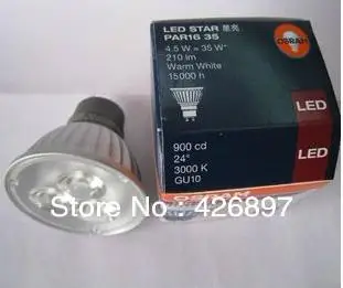 Лампа Ксеноновая OSRAM светодиодный Звезда PAR16 35 220-240V 2700K 3000K 4,5 W или 4,7 W GU10 лампы, 24D 50/60Hz 40mA, теплый белый свет, галогенная 35 Вт для лампы СИД downlights