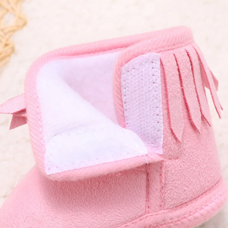 Ботинки для новорожденных девочек; детская однотонная обувь с бахромой; мягкая детская нескользящая обувь с подошвой; 0-18 месяцев