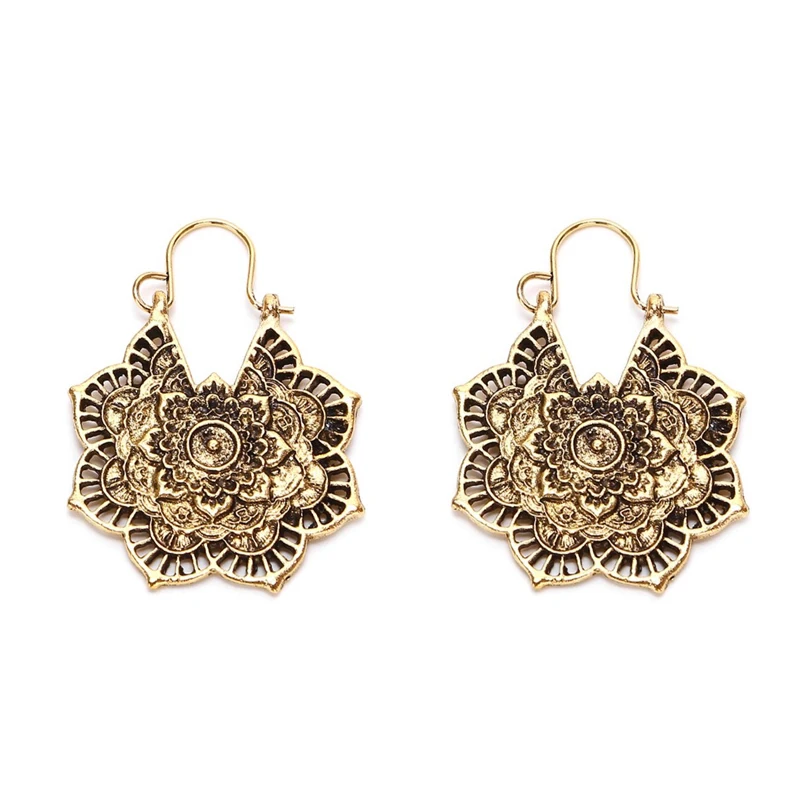 

JRYFAC Antique Silver/Gold Earrings Gypsy Indian Tribal Ethnic Hoop Dangle Mandala Eardrop Boho Party Charm Hot Sale For Women