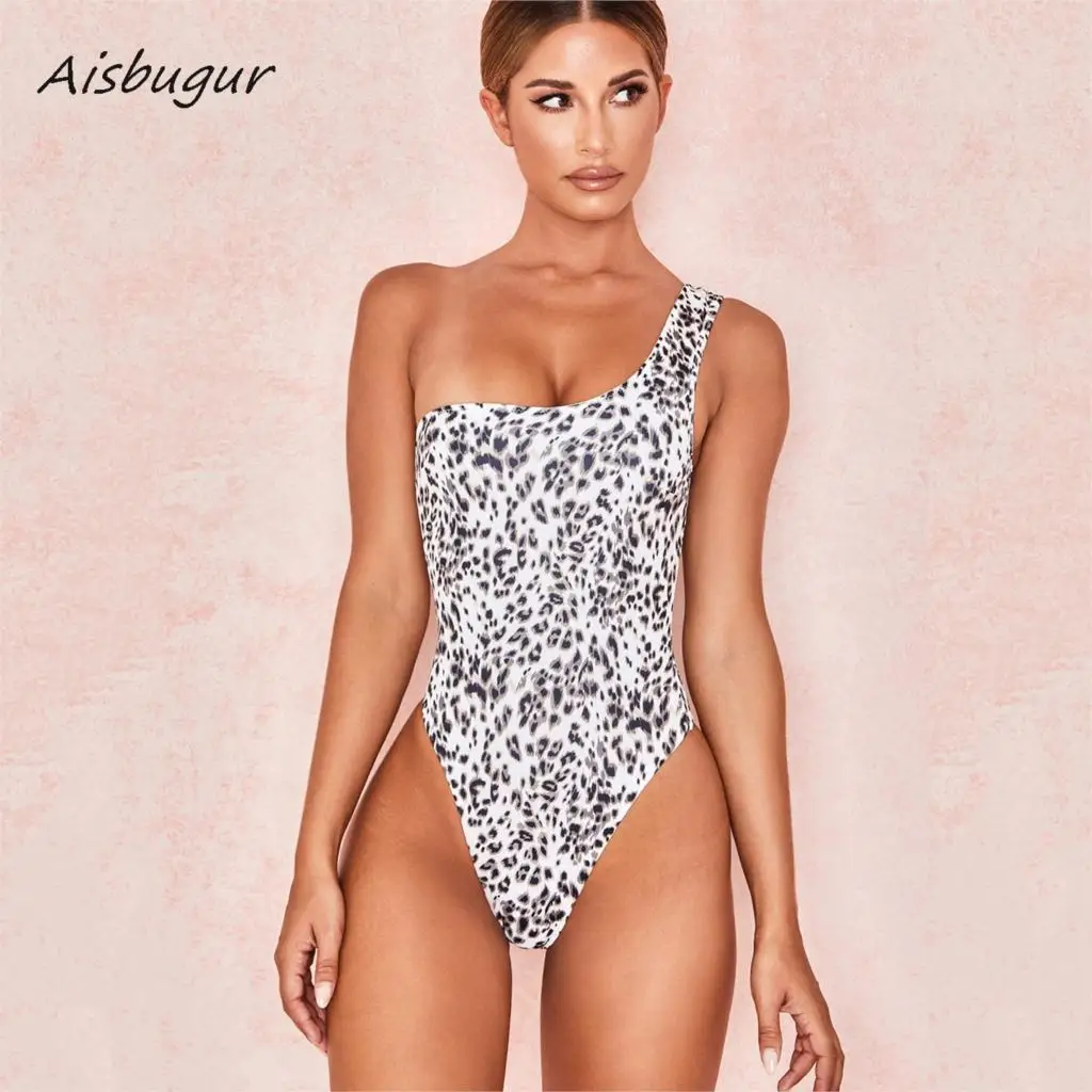 

Woman Swimsuit 2019 New Hot Leopard One-piece Chest Pad Female Swimwear One Shoulder Sexy Beach Female Bikini Set Swimming Suit