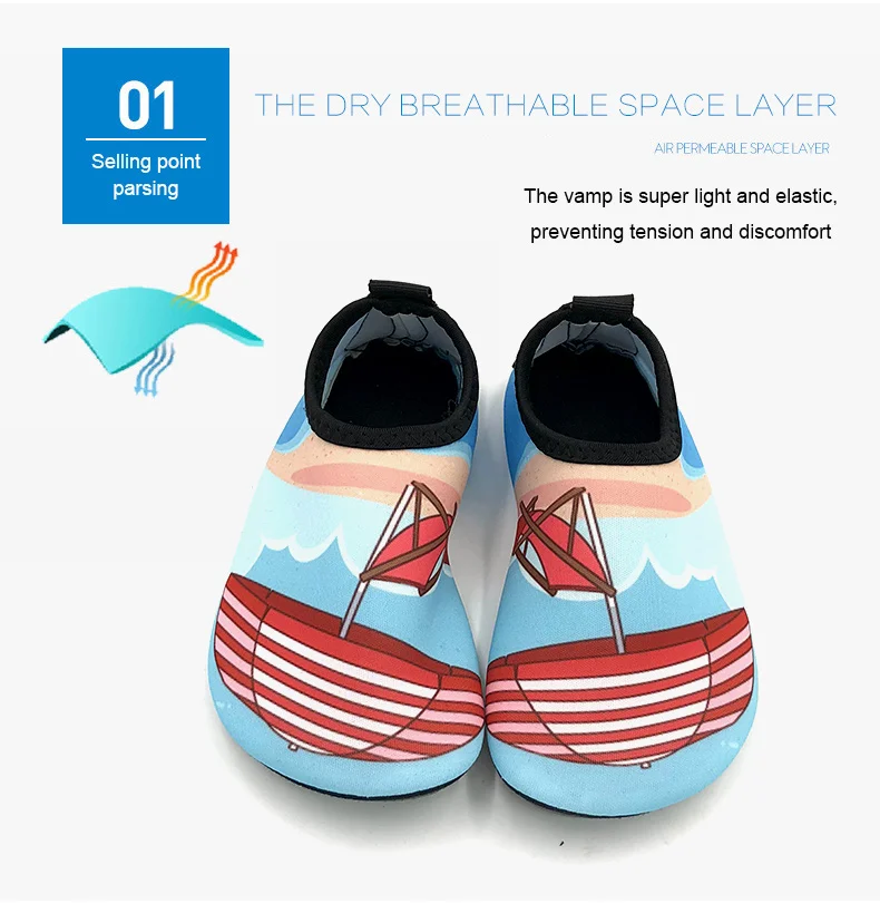 1 (18)Outdoor Sandals Kids Wading Shoes Quick-Drying Printing Pattern Lovely Anti-Slippery Breathable Children Beach Aqua Shoes