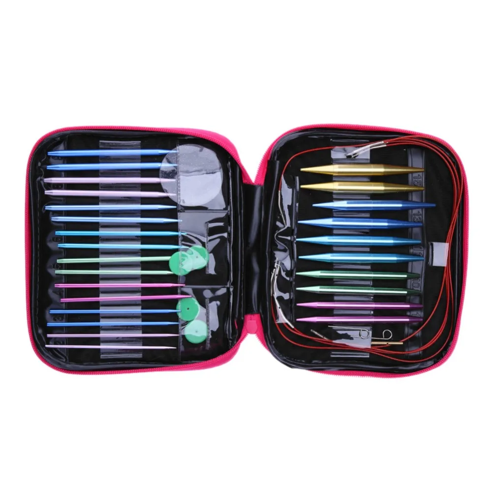 

New Crochet Hook Set 26PCS Circular DIY Knitting Needles Change Head Needle For Women DIY Craft Sewing Accessories With Case