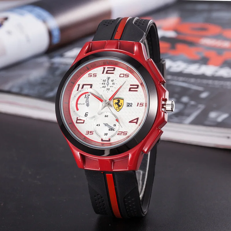 SCUDERIA FERRARI Fashion Watches Men Striped Resin Band Male Quartz Wrist Watches Top Brand Luxury Montre Homme 826749523