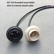 10 шт./лот E27 полной резьбой основание для патрона адаптер гнезда цоколя лампы держатель с 2x1. 0mm2 кабель и M10 крепление для лампочки разъем