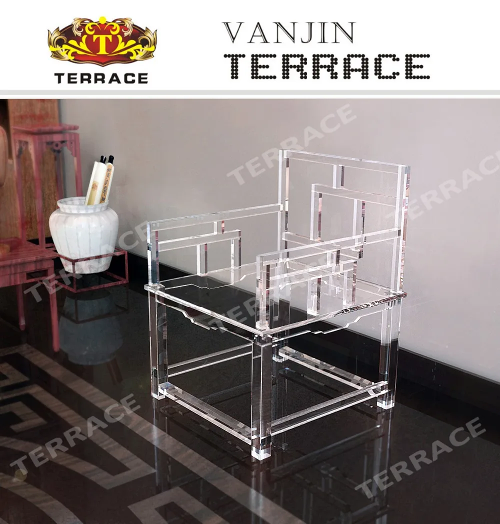 Clear Acrylic Empire chinese chair,Lucite Arm Chairs
