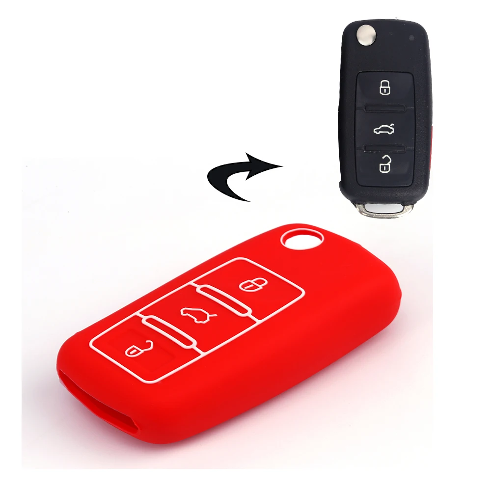 hot sale durable Silicone 3 buttons car key case fits Volkswagen Polo Passat Golf 4 5 6 auto cover protect shell