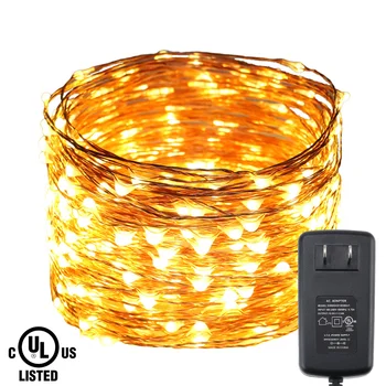 

30M/98FT 300LEDs Copper Wire Warm White Green LED String Lights Starry Lights Christmas Fairy Lights+UL CE Certification Adapter