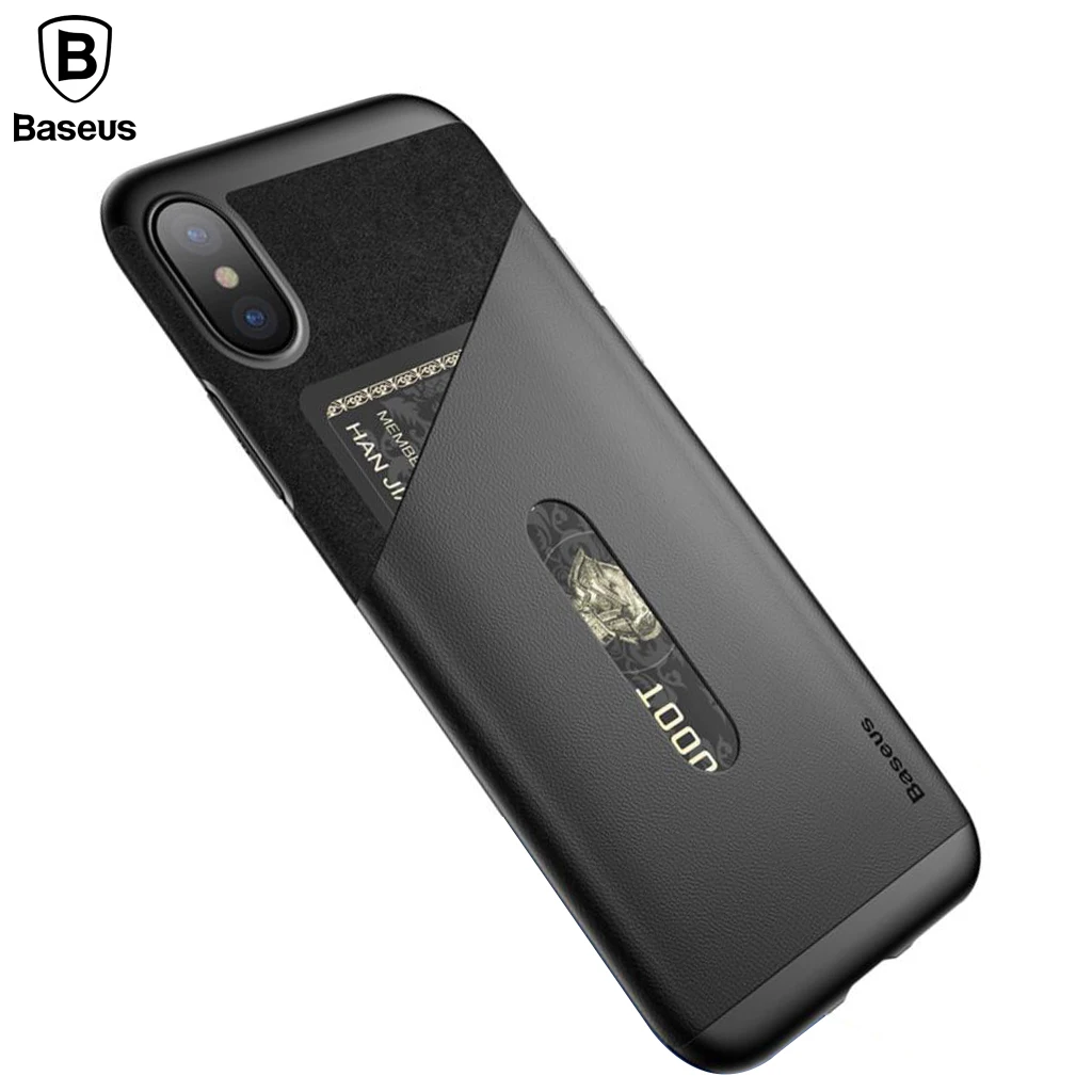 Baseus PU Leather Phone Case For iPhone X Card Pocket Case