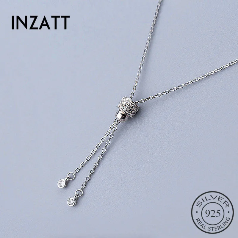 

INZATT Real 925 Sterling Silver Vintage Round Tassel Necklace For Fashion Women Party Punk Fine Jewelry 2019 Accessories Gift