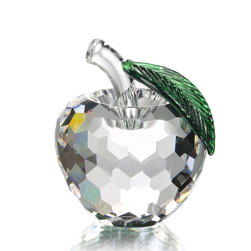 Clear Apple Faceted Single Crystal Paperweight Happy Art&Collectible