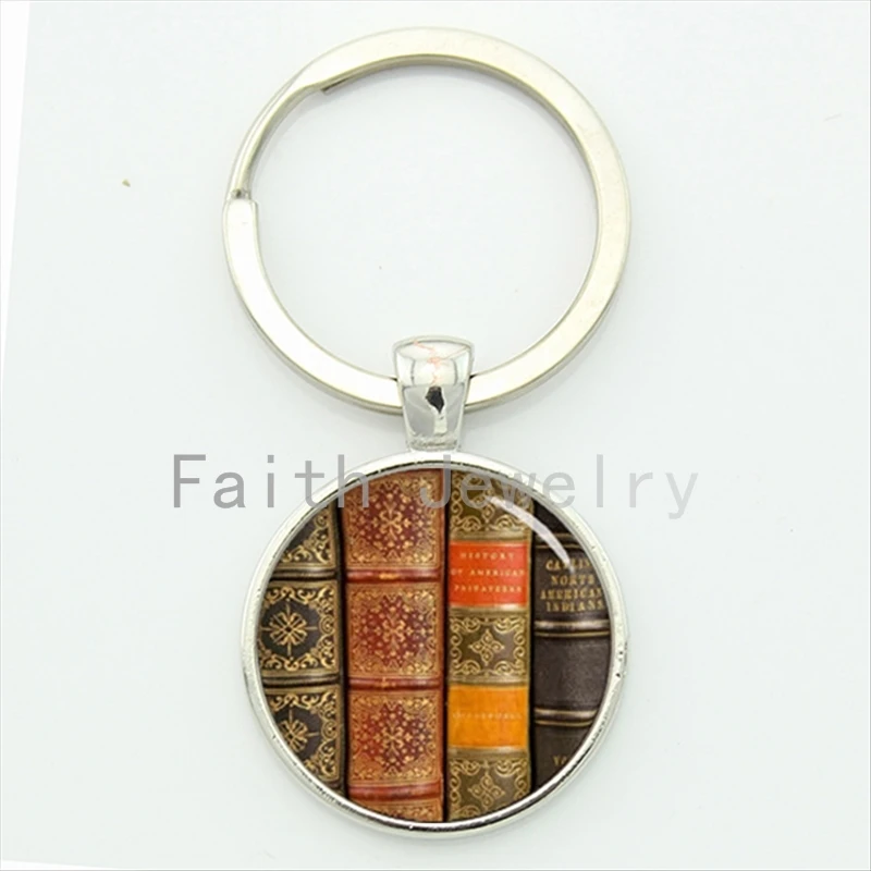 Charm old books key chain scholar knowledge keychain bookshelf library