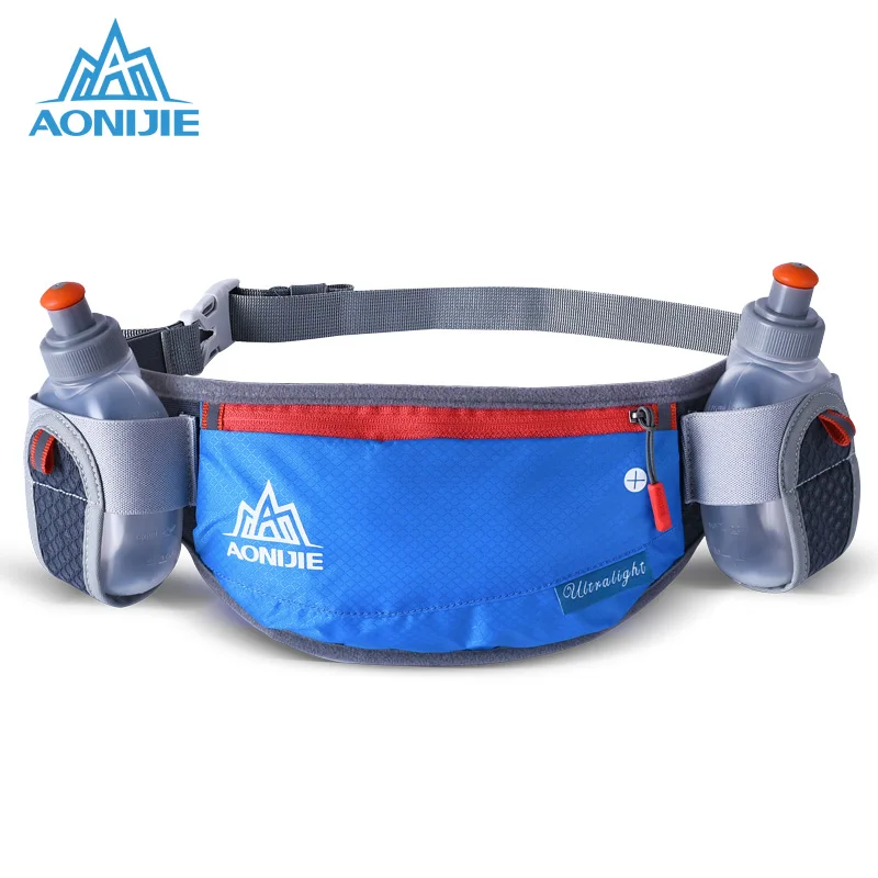 

AONIJIE Running Waist Pack Marathon Bum Bag Cycling Waist Belt Unisex Key Money Holder Waist Bag with 2 Water Bottles