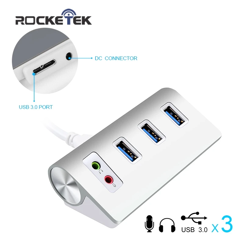 

Rocketek multi usb 3.0 hub port adapter splitter Power Interface External Stereo Sound for MacBook computer laptop accessories