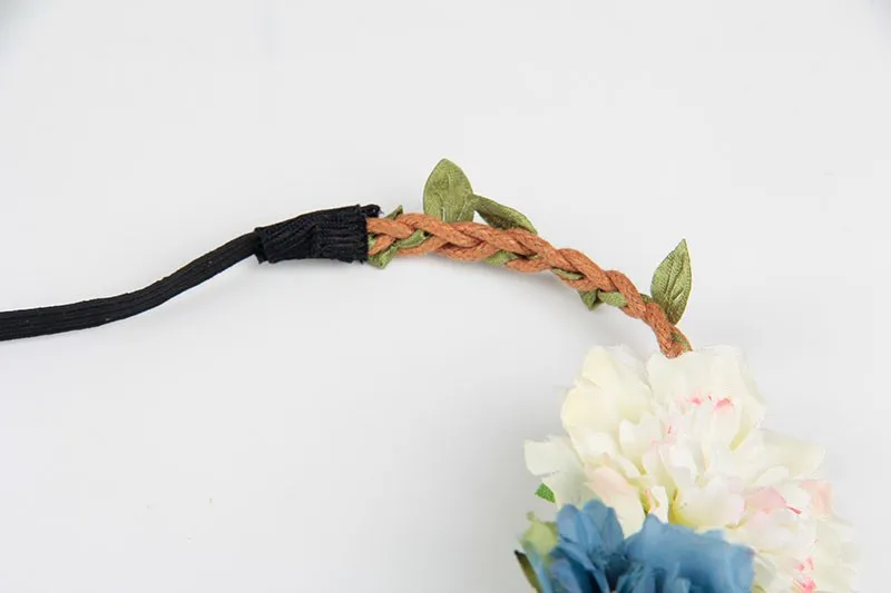 Silicone Anti-lost Chain Strap Adjustable 10pcs/lot Fashion Women Bohemia Beach Peony Flower Headband Scrunchy Hairband Wreath Flora Adjustable Headband Hair Accessories newborn socks for babies