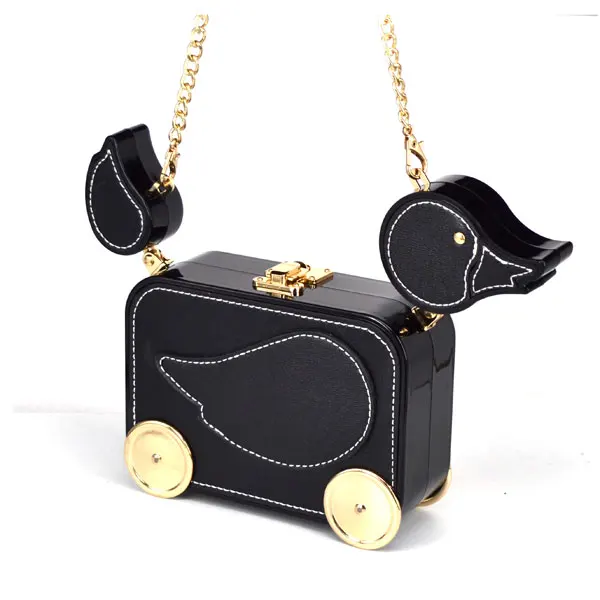 Модный Дизайн Забавный слон утки акриловый кошелек для вечерние клатч женская цепь сумка через плечо мини-сумка-мессенджер - Цвет: black